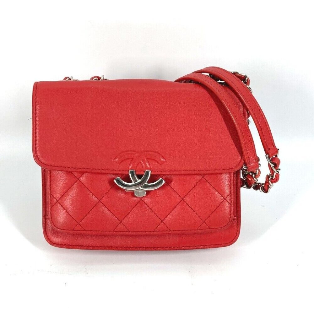 CHANEL Double Chain Matelasse Quilted Chain Bag Crossbody Shoulder Bag